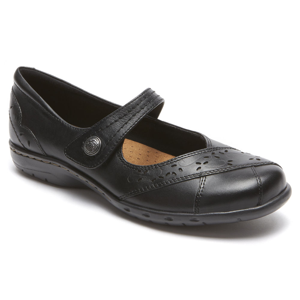 Rockport Singapore Womens Flats - Cobb Hill Petra Mary Jane Black - JS2574960